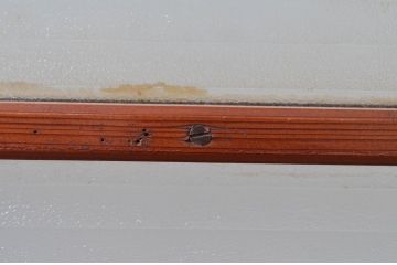 アンティーク建具　銀モールガラス入り　レトロな雰囲気が魅力の引き戸2枚セット(ガラス戸)(R-080482)