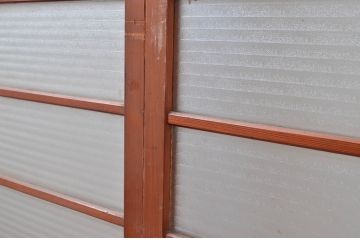 アンティーク建具　銀モールガラス入り　レトロな雰囲気が魅力の引き戸2枚セット(ガラス戸)(R-080482)