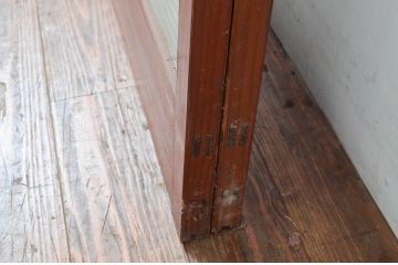 アンティーク建具　銀モールガラス入り　レトロな雰囲気が魅力の引き戸2枚セット(ガラス戸)(R-080482)