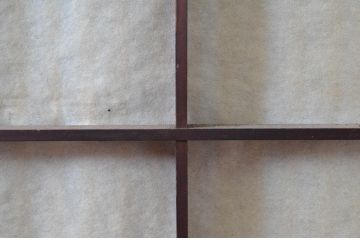 アンティーク建具　風情のある佇まいが魅力的な裏障子付き格子戸4枚セット(引き戸、障子戸、ガラス帯戸)(R-080483)