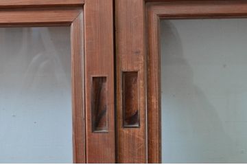アンティーク建具　上手物!!　縦桟が太くて立派な裏障子付き格子戸4枚セット(引き戸、障子戸、ガラス帯戸)(R-080484)