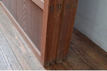 アンティーク建具　上手物!!　縦桟が太くて立派な裏障子付き格子戸4枚セット(引き戸、障子戸、ガラス帯戸)(R-080484)