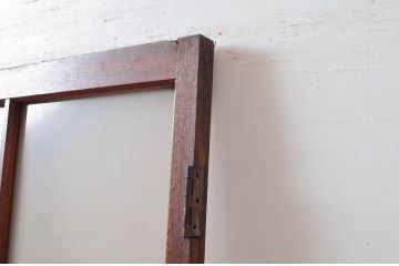 アンティーク建具　明るい木色が空間のアクセントになるレトロなガラス扉1枚(木製扉、ドア)(R-080486)