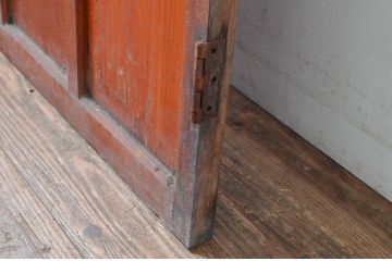 アンティーク建具　明るい木色が空間のアクセントになるレトロなガラス扉1枚(木製扉、ドア)(R-080486)