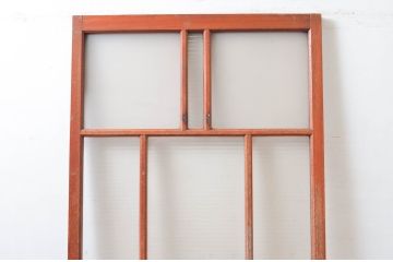 アンティーク建具　明るい木色が空間のアクセントになるレトロなガラス扉1枚(木製扉、ドア)(R-080486)