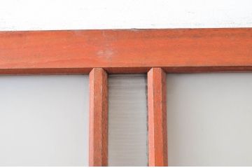 アンティーク建具　明るい木色が空間のアクセントになるレトロなガラス扉1枚(木製扉、ドア)(R-080486)