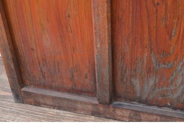 アンティーク建具　明るい木色が空間のアクセントになるレトロなガラス扉1枚(木製扉、ドア)(R-080486)