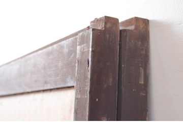 アンティーク建具　上手物!!　欅(ケヤキ)材と檜(ヒノキ)材　上品な和の雰囲気漂う格子戸2枚セット(引き戸、窓)(R-080488)