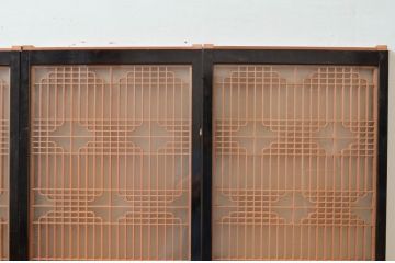 ビンテージ建具　両面ガラス　繊細で優雅な組子が美しい書院戸4枚セット(ガラス戸、引き戸、窓、ヴィンテージ)(R-080492)