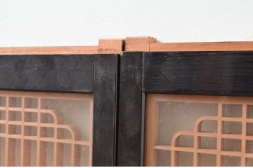 ビンテージ建具　両面ガラス　繊細で優雅な組子が美しい書院戸4枚セット(ガラス戸、引き戸、窓、ヴィンテージ)(R-080492)