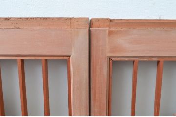 ビンテージ建具　片面ガラス　鶴と松の彫刻が立派で雅やかな書院戸4枚セット(ガラス戸、引き戸、窓、ヴィンテージ)(R-080493)