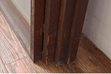 アンティーク建具　特注品!!　片面ガラス　枠欅(ケヤキ)材・腰板黒柿材　上質な和空間を演出してくれる書院戸4枚セット(ガラス戸、引き戸、窓、組子)(R-080494)