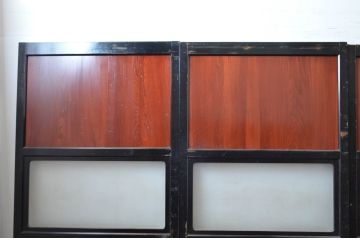 アンティーク建具　古民家インテリアにおすすめのガラス帯戸4枚セット(引き戸、ガラス戸)(R-080496)