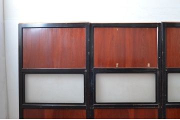 アンティーク建具　古民家インテリアにおすすめのガラス帯戸4枚セット(引き戸、ガラス戸)(R-080496)