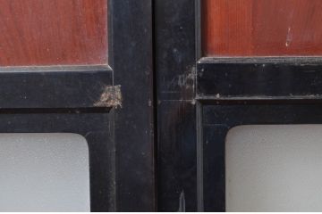 アンティーク建具　古民家インテリアにおすすめのガラス帯戸4枚セット(引き戸、ガラス戸)(R-080496)