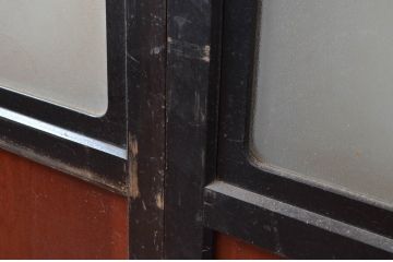 アンティーク建具　古民家インテリアにおすすめのガラス帯戸4枚セット(引き戸、ガラス戸)(R-080496)