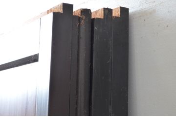 アンティーク建具　古民家インテリアにおすすめのガラス帯戸4枚セット(引き戸、ガラス戸)(R-080496)
