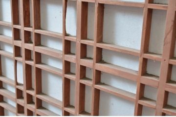 アンティーク建具　和の情緒あふれる障子帯戸1枚(引き戸、板戸、格子帯戸、障子戸)(R-080497)