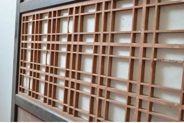 アンティーク建具　和の情緒あふれる障子帯戸1枚(引き戸、板戸、格子帯戸、障子戸)(R-080497)