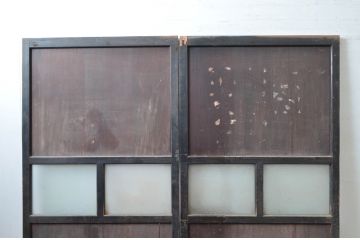 アンティーク建具　古民家インテリアにおすすめのガラス帯戸2枚セット(引き戸、ガラス戸)(R-080500)
