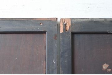 アンティーク建具　古民家インテリアにおすすめのガラス帯戸2枚セット(引き戸、ガラス戸)(R-080500)