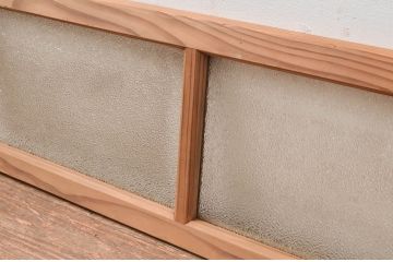 アンティーク建具　経年を感じさせる古い木味が魅力の明かり取り1枚(明り取り、ガラス戸)(R-080508)