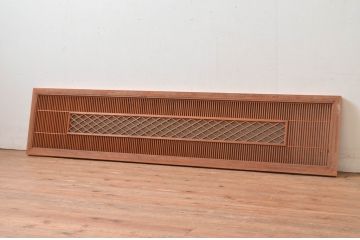 アンティーク建具　片面ガラス　繊細な格子が目を惹く組子入りの筬欄間1枚(明かり取り、明り取り、オサランマ、おさらんま、格子欄間)(R-080511)