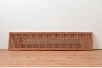 アンティーク建具　片面ガラス　繊細な格子が目を惹く組子入りの筬欄間1枚(明かり取り、明り取り、オサランマ、おさらんま、格子欄間)(R-080511)