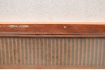 アンティーク建具　片面ガラス　繊細な格子が目を惹く組子入りの筬欄間1枚(明かり取り、明り取り、オサランマ、おさらんま、格子欄間)(R-080511)