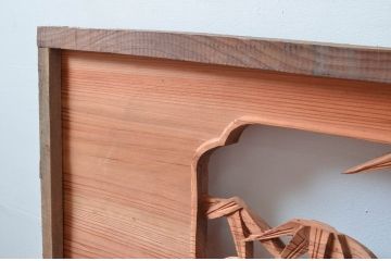アンティーク建具　松竹梅　和の空間を演出する彫刻欄間2枚セット(明り取り、明かり取り、ランマ)(R-080513)