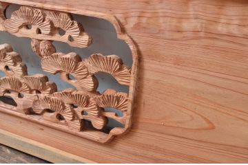アンティーク建具　松竹梅　和の空間を演出する彫刻欄間2枚セット(明り取り、明かり取り、ランマ)(R-080513)