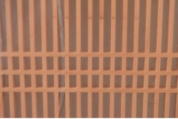 ビンテージ建具　両面ガラス　繊細な格子が目を惹く筬欄間2枚セット(格子欄間、間明かり取り、明り取り、オサランマ、おさらんま、ヴィンテージ)(R-080515)