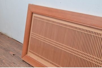 ビンテージ建具　両面ガラス　繊細な格子が目を惹く筬欄間2枚セット(格子欄間、間明かり取り、明り取り、オサランマ、おさらんま、ヴィンテージ)(R-080515)
