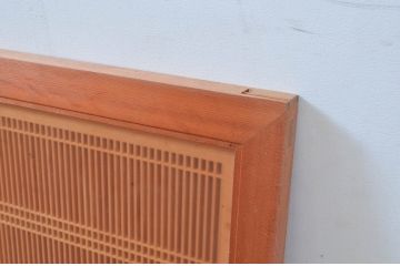 ビンテージ建具　両面ガラス　繊細な格子が目を惹く筬欄間2枚セット(格子欄間、間明かり取り、明り取り、オサランマ、おさらんま、ヴィンテージ)(R-080515)