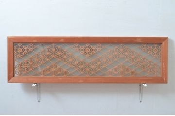 ビンテージ建具　両面ガラス　和モダンなインテリアにおすすめな組子欄間2枚セット(明り取り、明かり取り、ランマ、ヴィンテージ)(R-080523)