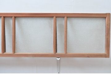 アンティーク建具　経年を感じさせる木味が魅力の明かり取り2枚セット(明り取り、ガラス欄間)(R-080524)