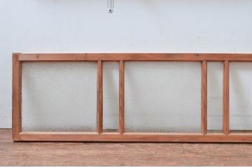 アンティーク建具　経年を感じさせる木味が魅力の明かり取り2枚セット(明り取り、ガラス欄間)(R-080524)