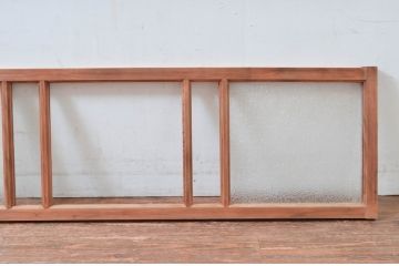 アンティーク建具　経年を感じさせる木味が魅力の明かり取り2枚セット(明り取り、ガラス欄間)(R-080524)