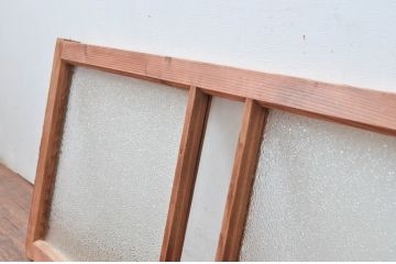 アンティーク建具　経年を感じさせる木味が魅力の明かり取り2枚セット(明り取り、ガラス欄間)(R-080524)