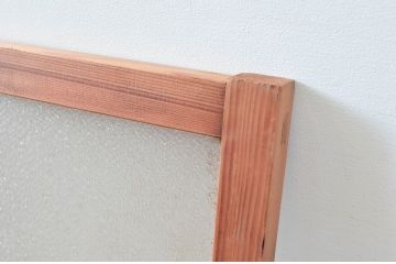 アンティーク建具　経年を感じさせる木味が魅力の明かり取り2枚セット(明り取り、ガラス欄間)(R-080524)