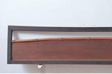 アンティーク建具　栗材　和モダンなデザインがかっこいい框組の欄間2枚セット(ランマ、明り取り、明かり取り、竹)(R-080525)