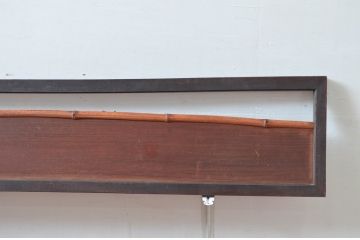 アンティーク建具　栗材　和モダンなデザインがかっこいい框組の欄間2枚セット(ランマ、明り取り、明かり取り、竹)(R-080525)