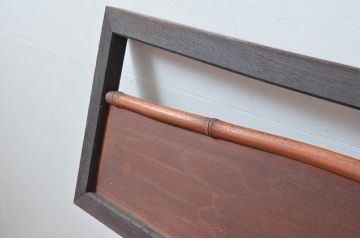 アンティーク建具　栗材　和モダンなデザインがかっこいい框組の欄間2枚セット(ランマ、明り取り、明かり取り、竹)(R-080525)