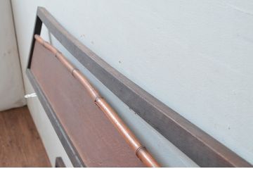アンティーク建具　栗材　和モダンなデザインがかっこいい框組の欄間2枚セット(ランマ、明り取り、明かり取り、竹)(R-080525)