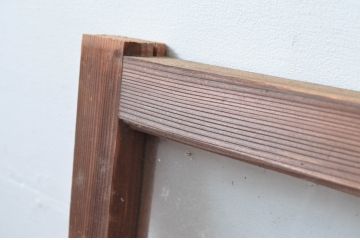 アンティーク建具　レトロ空間におすすめ!素朴な木味が魅力的な明かり取り2枚セット(明り取り、ガラス欄間)(R-080526)