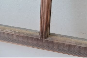 アンティーク建具　レトロ空間におすすめ!素朴な木味が魅力的な明かり取り2枚セット(明り取り、ガラス欄間)(R-080526)