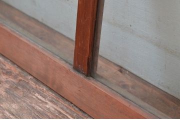アンティーク建具　レトロ空間におすすめ!素朴な木味が魅力的な明かり取り2枚セット(明り取り、ガラス欄間)(R-080526)
