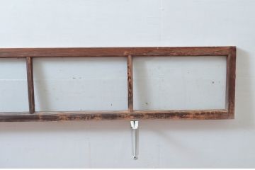 アンティーク建具　レトロ空間におすすめ!素朴な木味が魅力的な明かり取り2枚セット(明り取り、ガラス欄間)(R-080527)