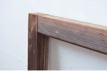 アンティーク建具　レトロ空間におすすめ!素朴な木味が魅力的な明かり取り2枚セット(明り取り、ガラス欄間)(R-080527)