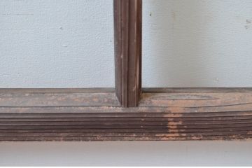 アンティーク建具　レトロ空間におすすめ!素朴な木味が魅力的な明かり取り2枚セット(明り取り、ガラス欄間)(R-080527)